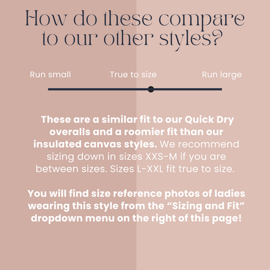 Sizing guide for clothing with text on a pink background